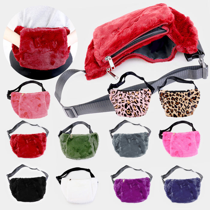 iLLASPARKZ Solid Fluffy Faux Fur Fanny Pack / Hand Warmer