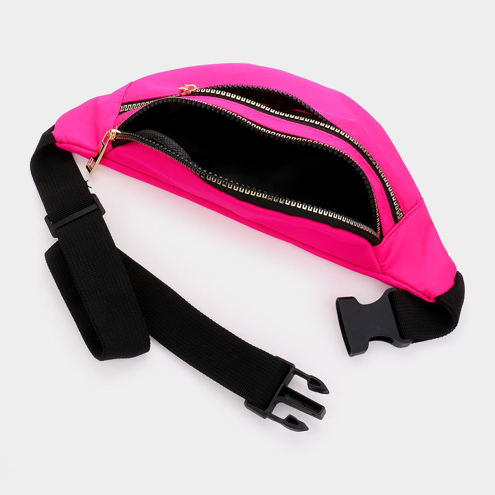 iLLASPARKZ Half Moon Double Zipper Pocket Sling Bag / Fanny Pack / Belt Bag