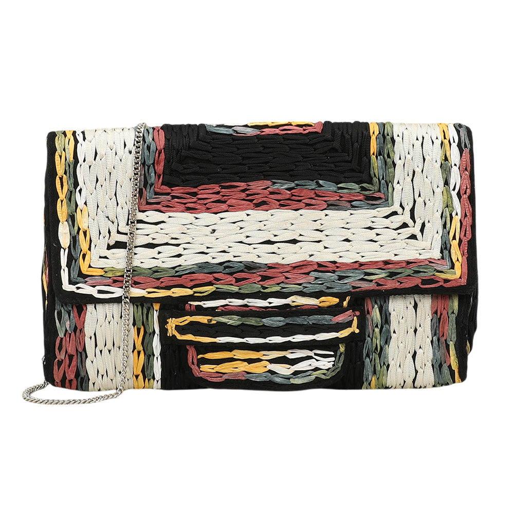iLLASPARKZ Handcrafted Raffia Geometric Pattern Clutch Bag / Crossbody Bag