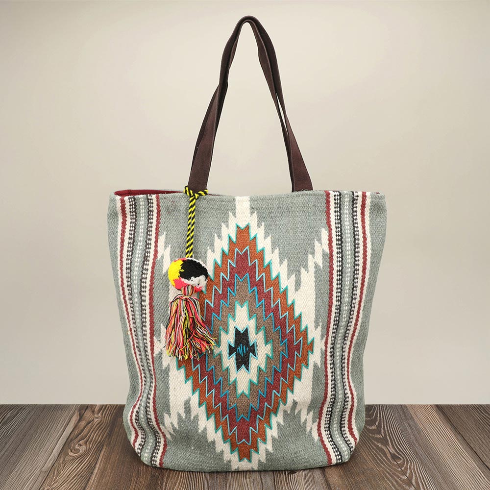 iLLASPARKZ Handwoven Boho Geometric Aztec Pattern Tote Bag