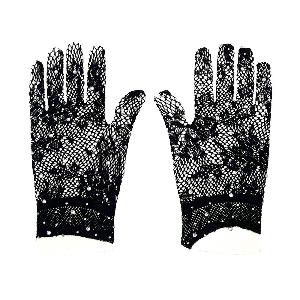 iLLASPARKZ Stone Embellished Dressy Floral Lace Wedding Gloves