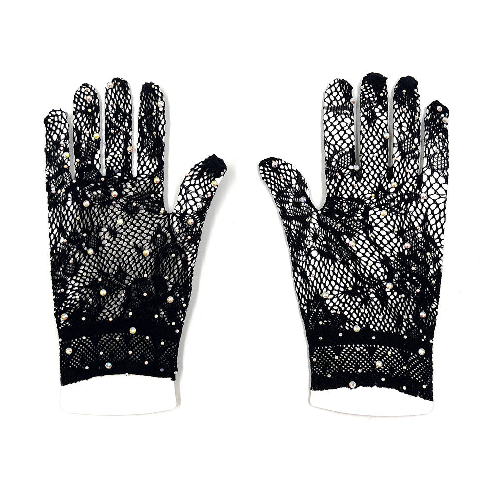iLLASPARKZ Stone Embellished Dressy Floral Lace Wedding Gloves