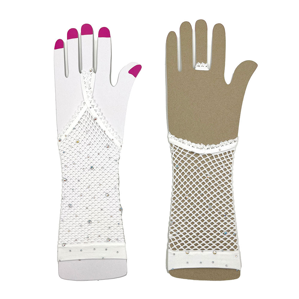 iLLASPARKZ Stone Embellished Fishnet Fingerless Wedding Gloves
