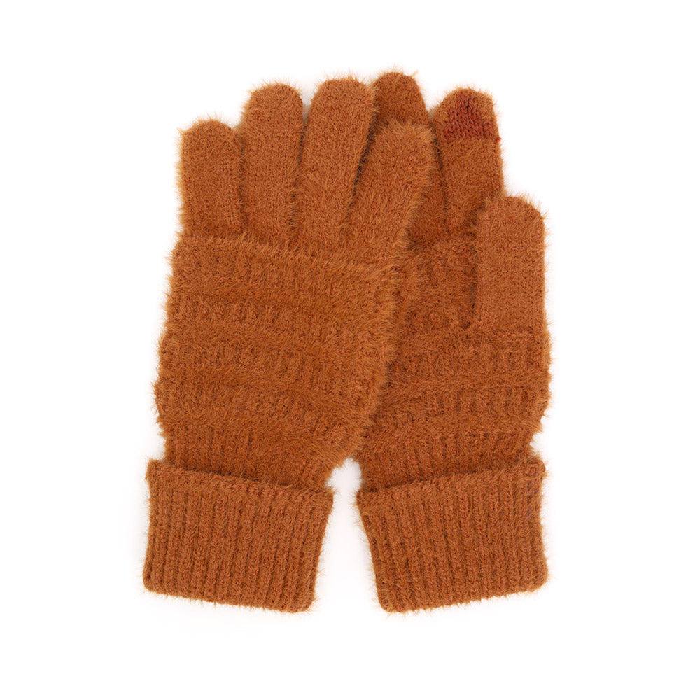 iLLASPARKZ Fuzzy Cable Knit Smart Touch Gloves