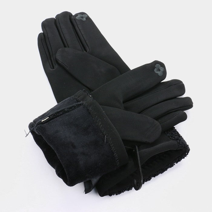 iLLASPARKZ Faux leather detail smart thermal gloves