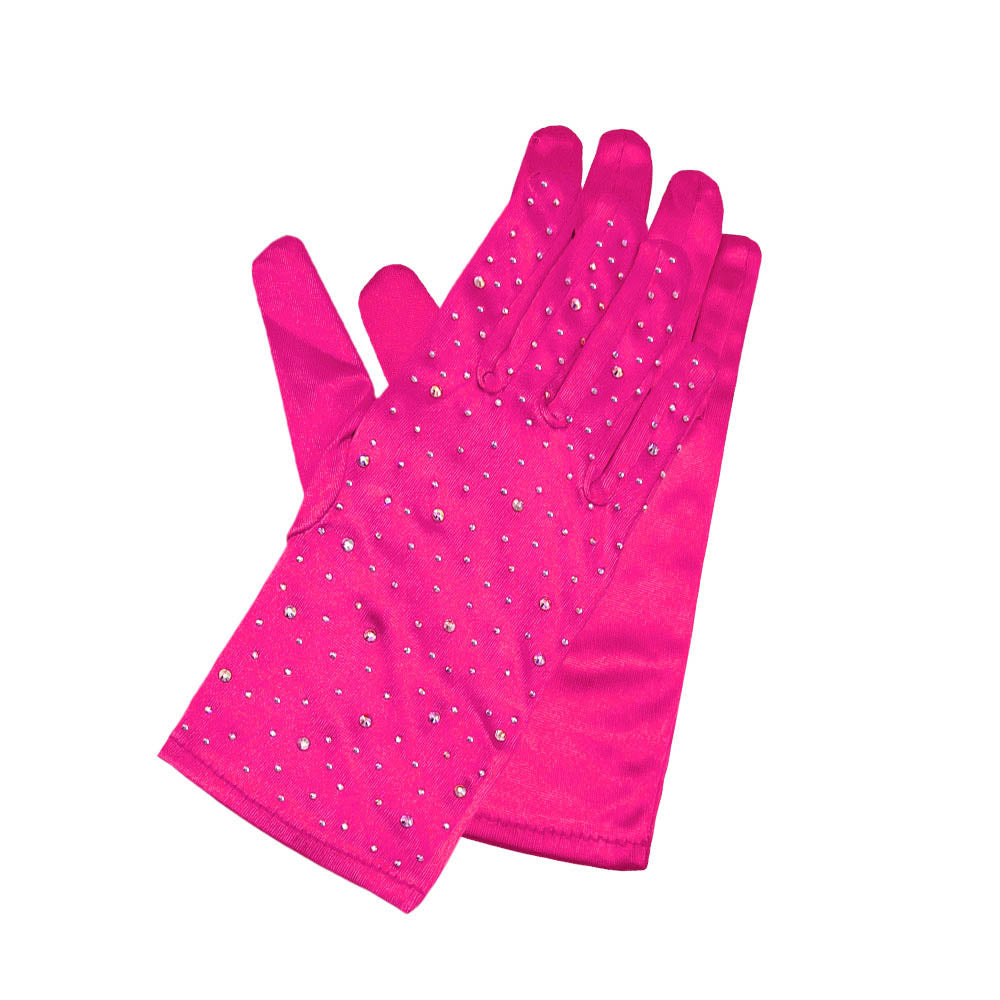 iLLASPARKZ Stone Embellished Dressy Satin Wedding Gloves