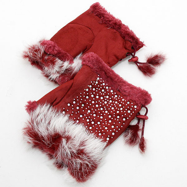 iLLASPARKZ Studded Faux Fur Suede Gloves