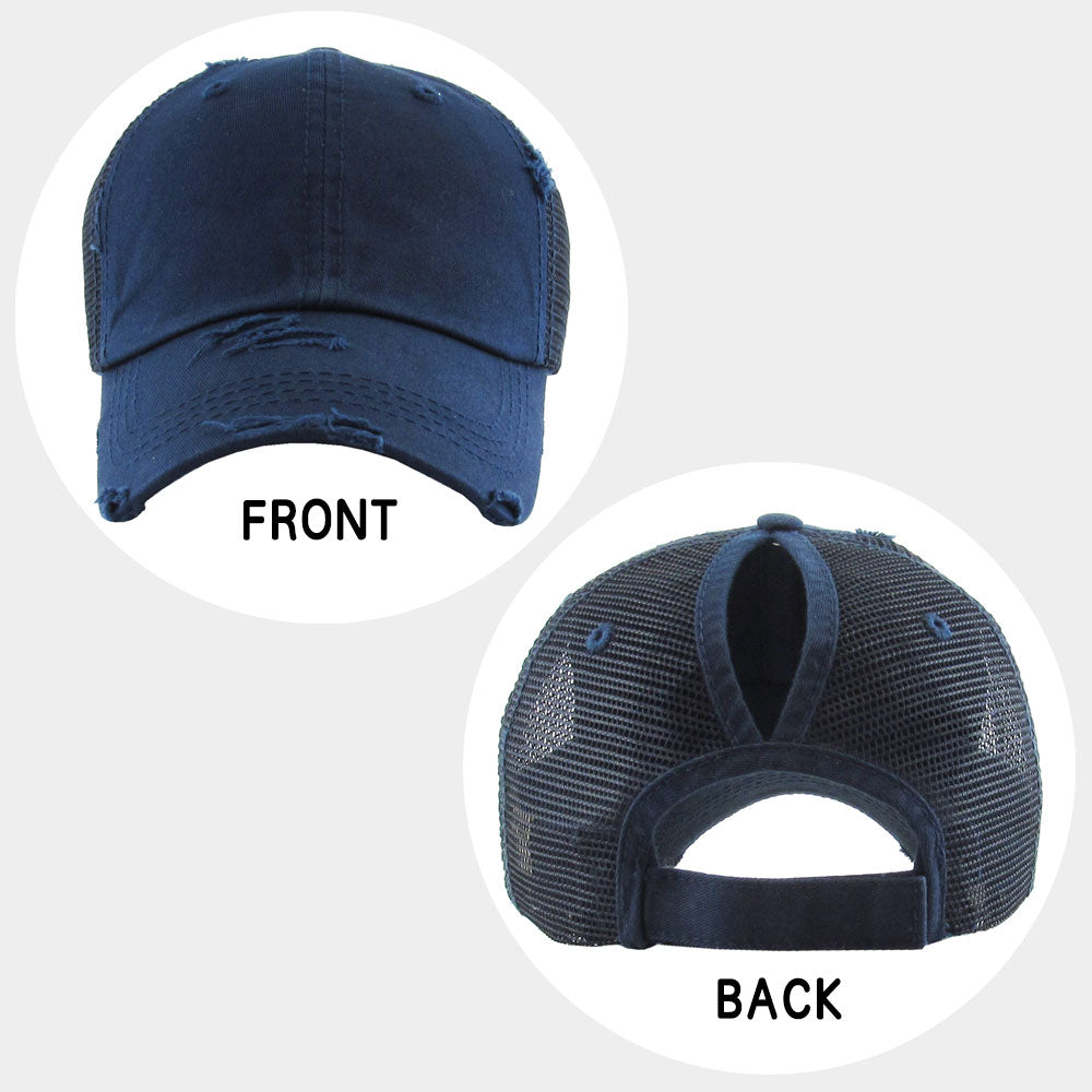 iLLASPARKZ Vintage Mesh Back Ponytail Baseball Cap
