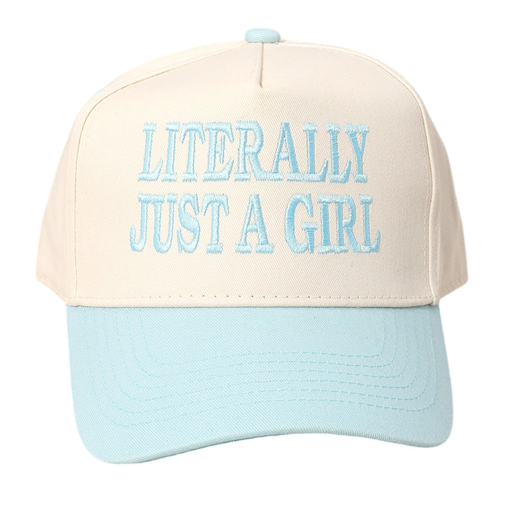 iLLASPARKZ LITERALLY JUST A GIRL Message Embroidered Baseball Cap