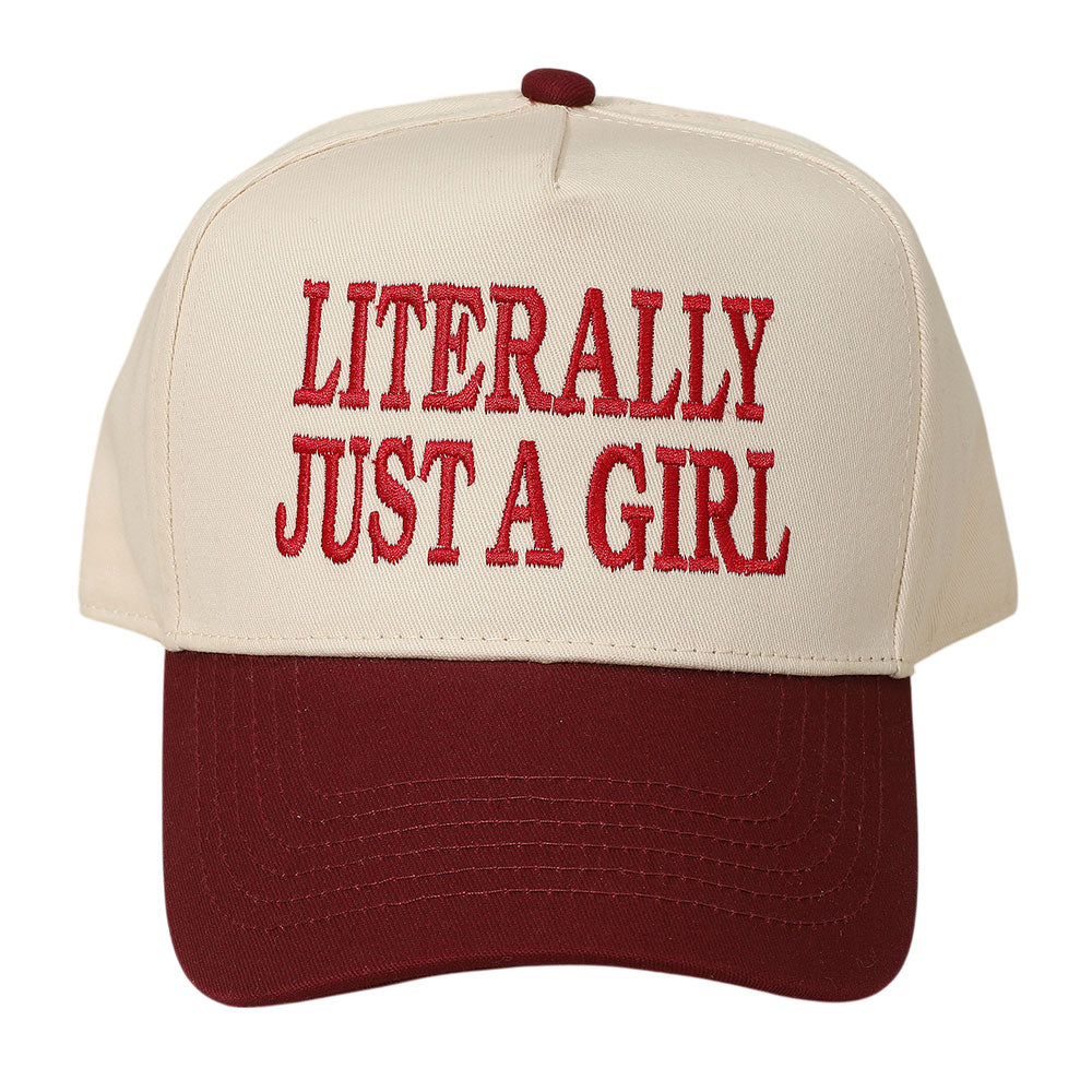 iLLASPARKZ LITERALLY JUST A GIRL Message Embroidered Baseball Cap