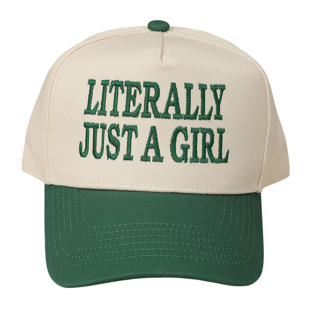 iLLASPARKZ LITERALLY JUST A GIRL Message Embroidered Baseball Cap