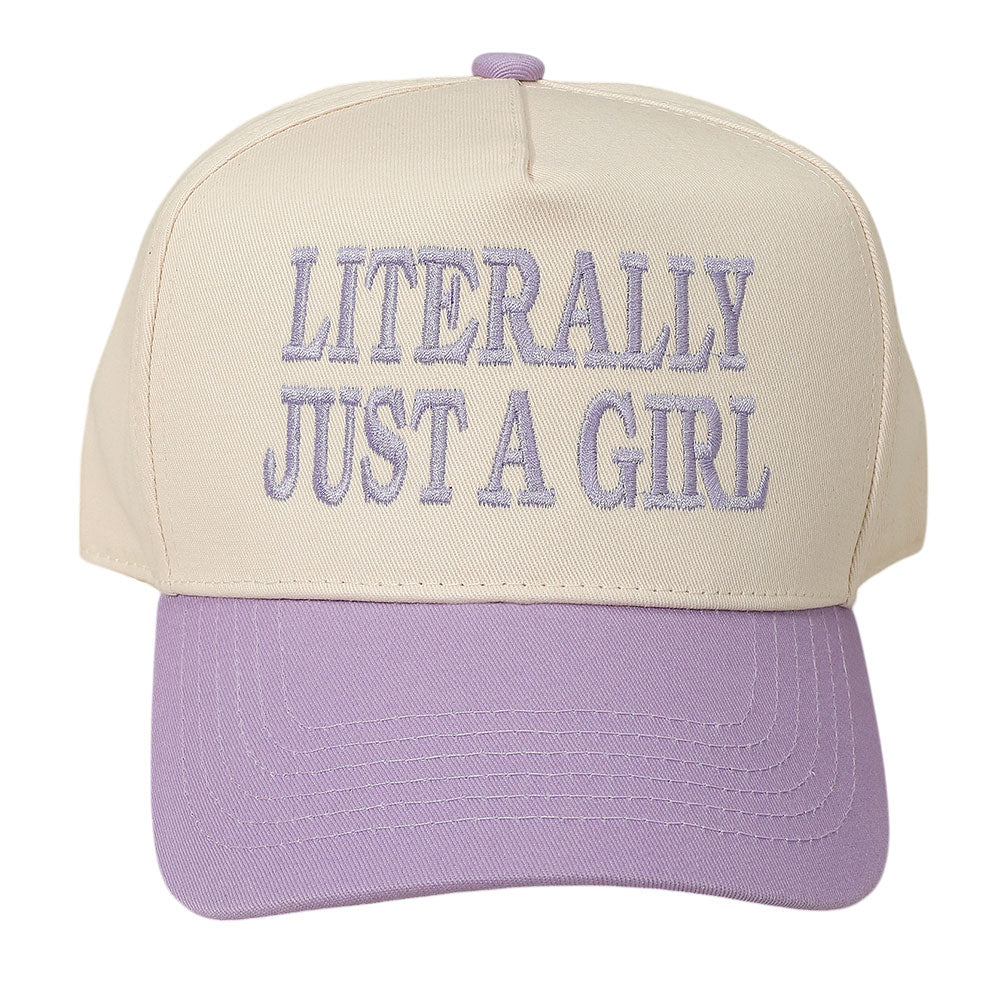 iLLASPARKZ LITERALLY JUST A GIRL Message Embroidered Baseball Cap