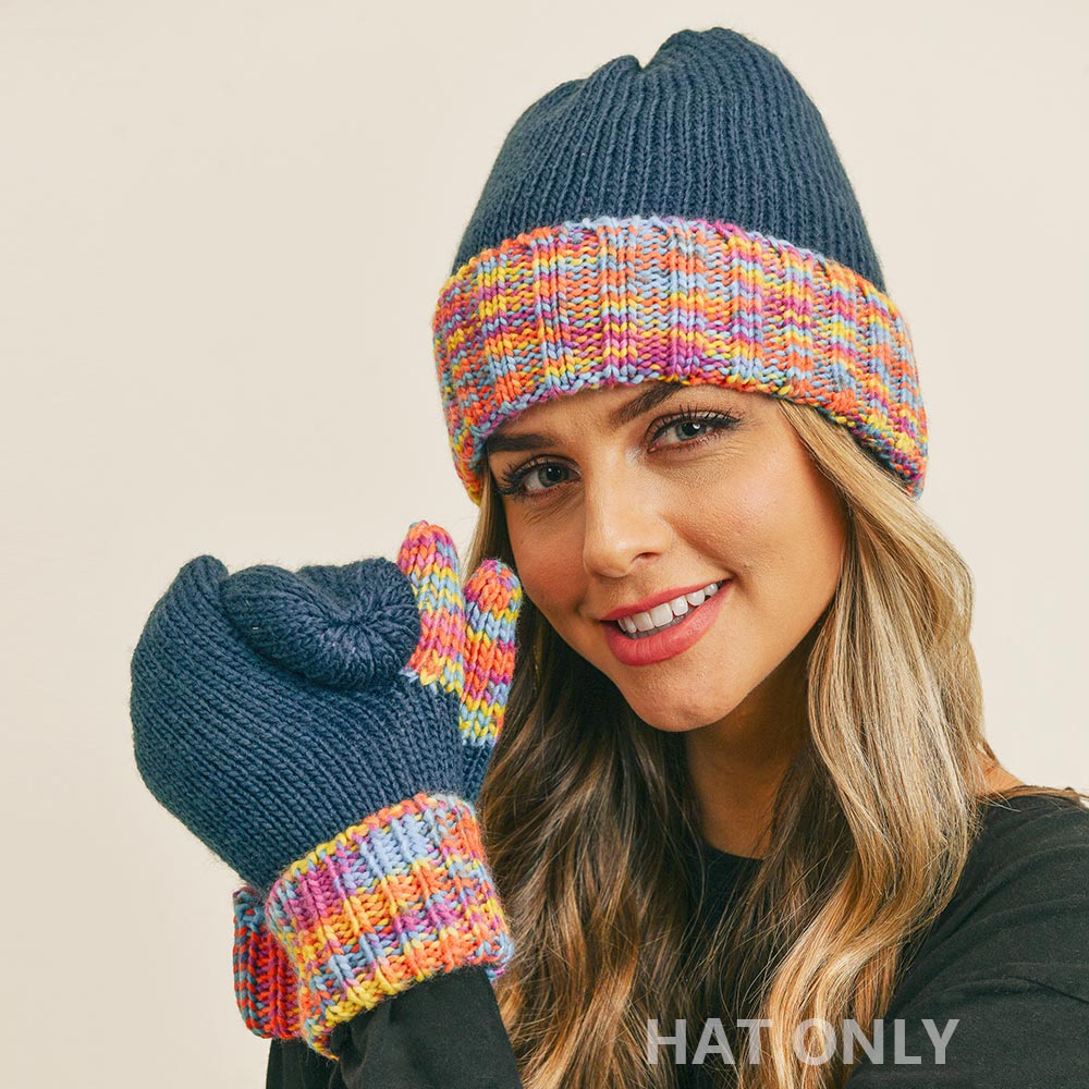 iLLASPARKZ Multi Color Band Fleece Beanie