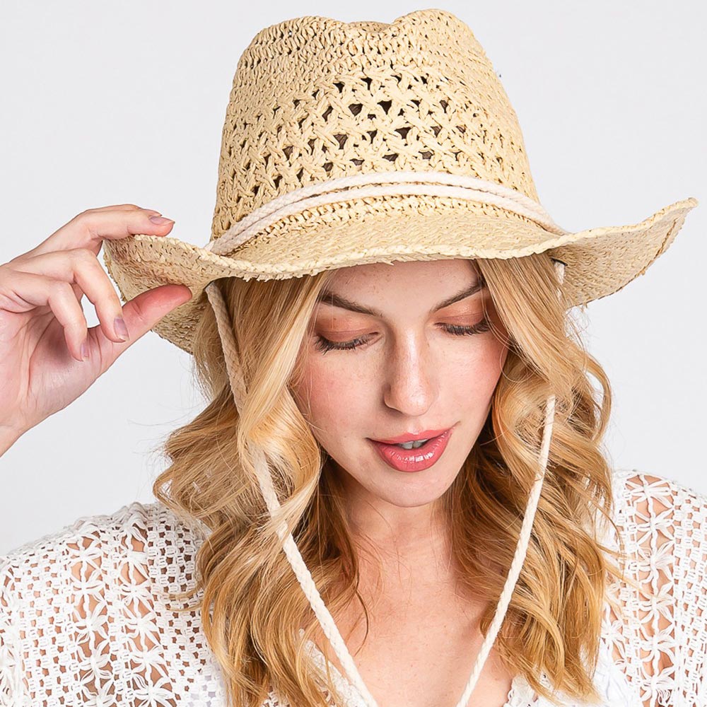iLLASPARKZ Straw Cowboy Cowgirl Handmade Hat With Chin Strap