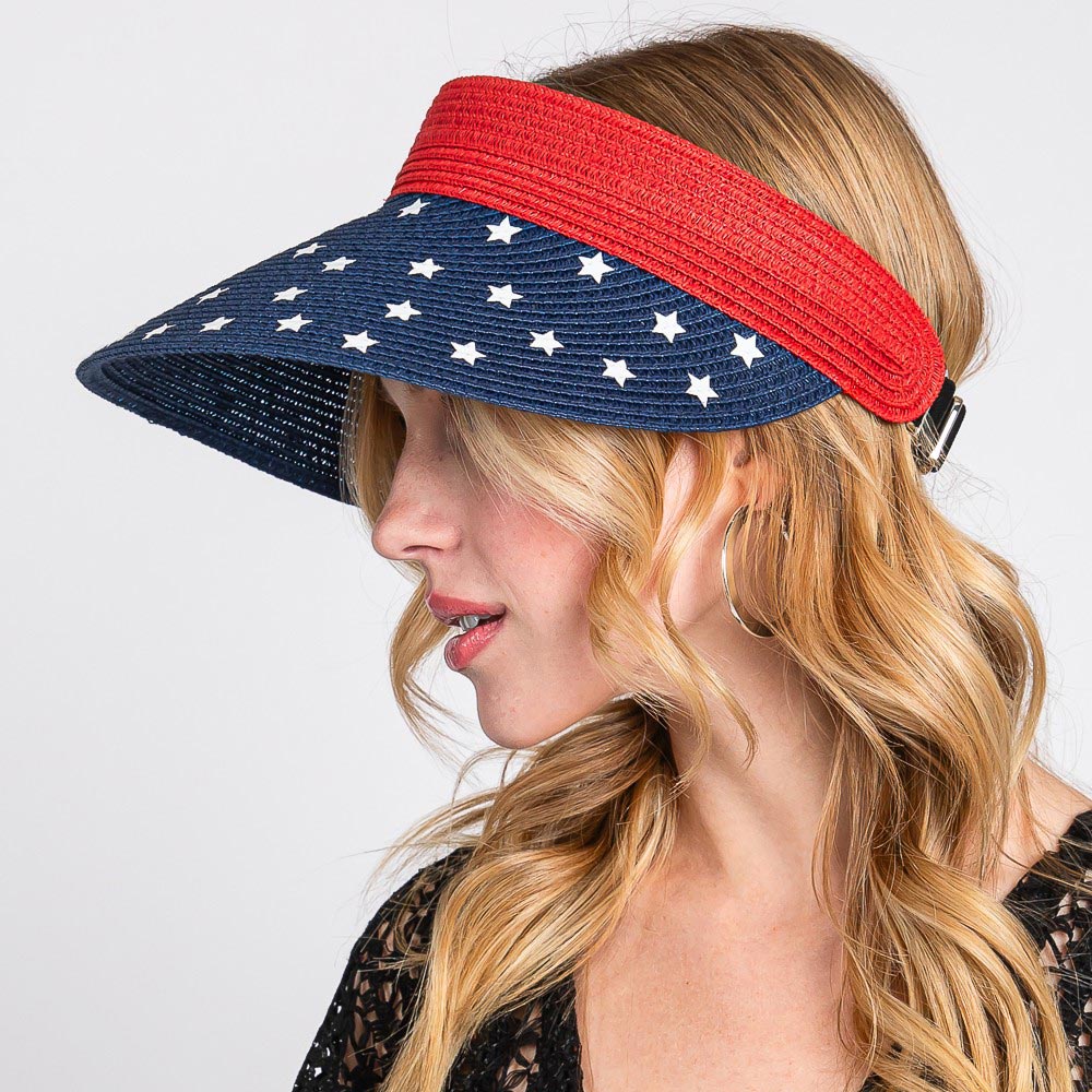 iLLASPARKZ American Flag Roll Up Visor With Adjustable Elastic Band