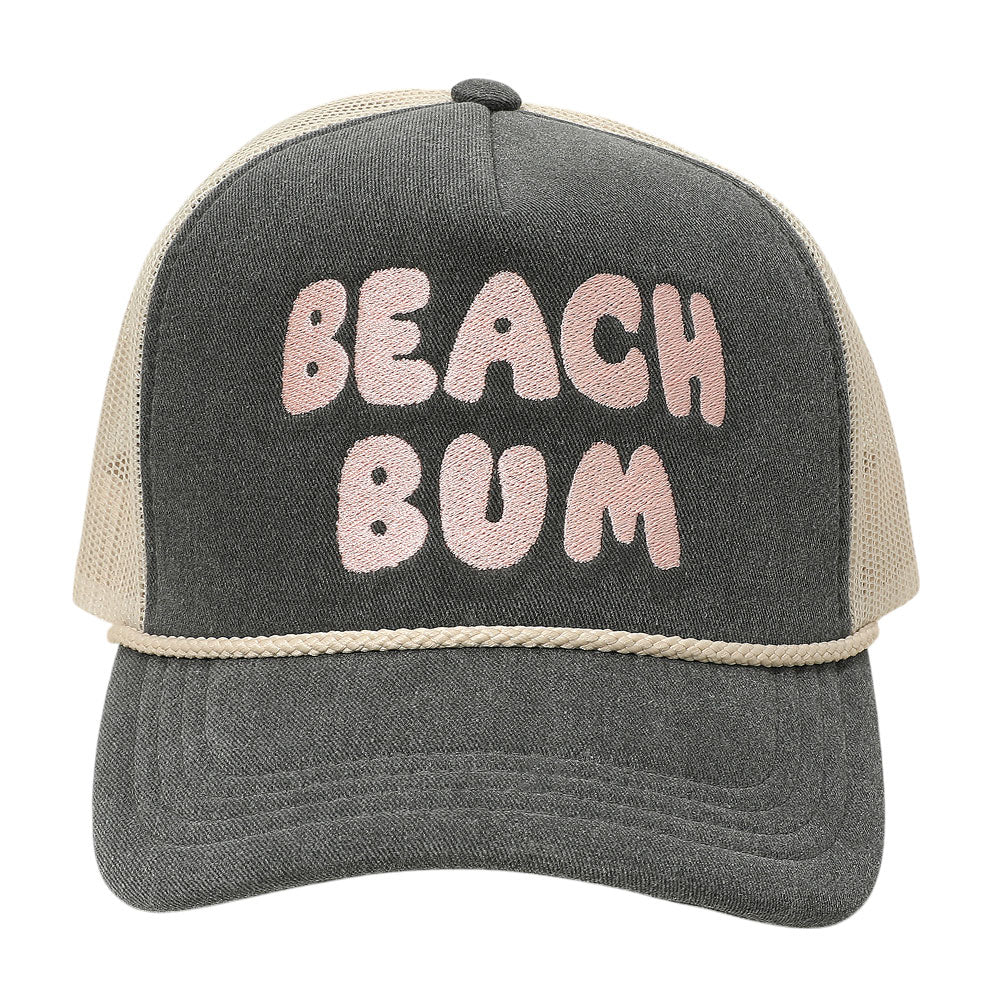 iLLASPARKZ BEACH BUM Message Embroidered Mesh Back Trucker Hat