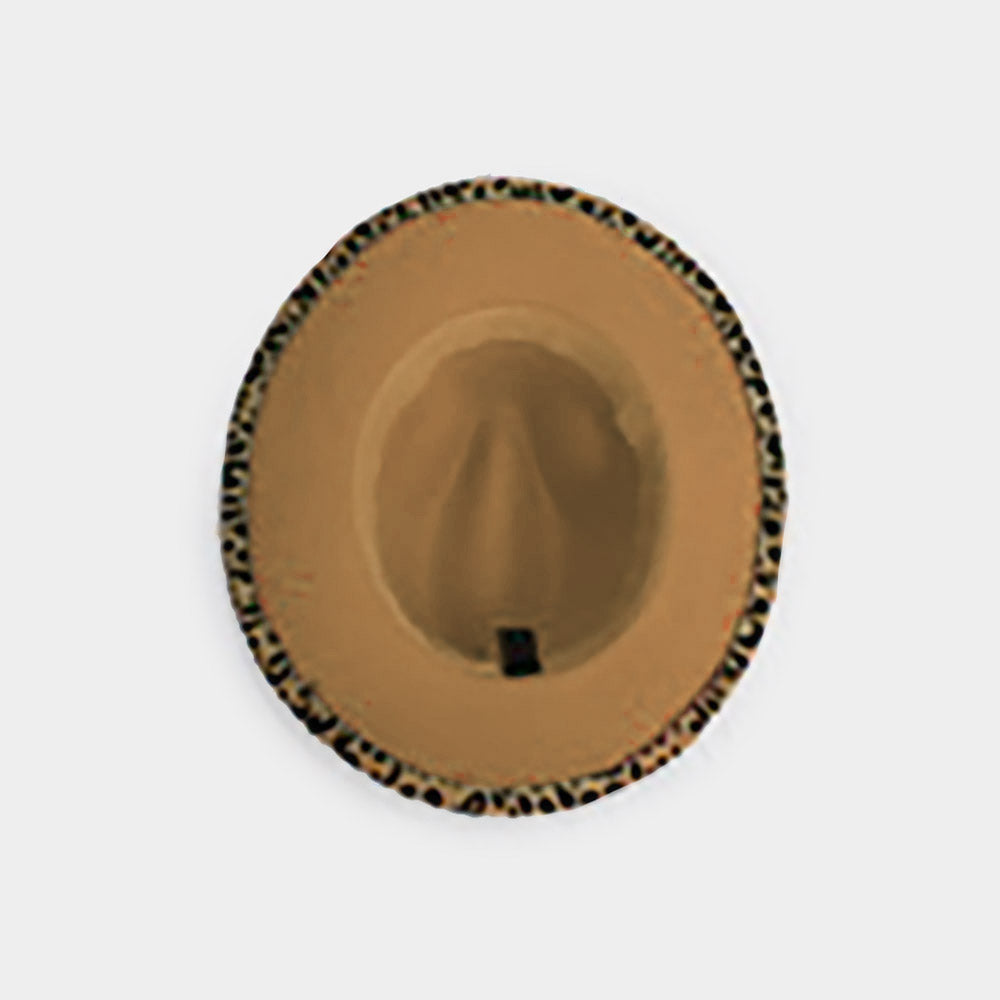 iLLASPARKZ Faux Leather Band Leopard Patterned Panama Hat
