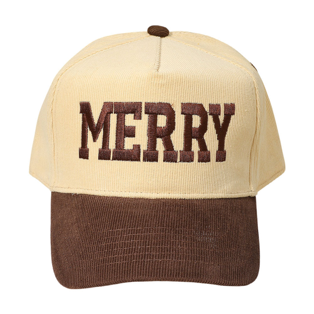 iLLASPARKZ MERRY Message Embroidered Corduroy Baseball Cap