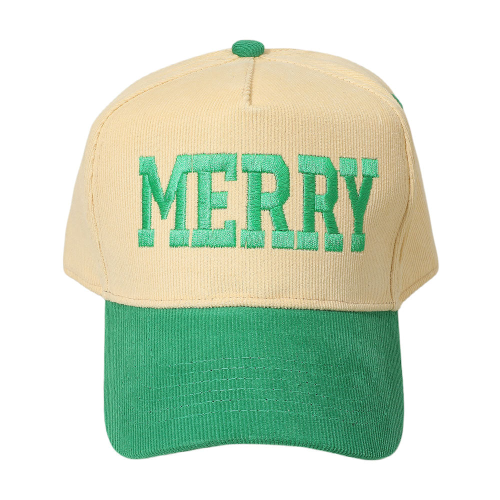 iLLASPARKZ MERRY Message Embroidered Corduroy Baseball Cap