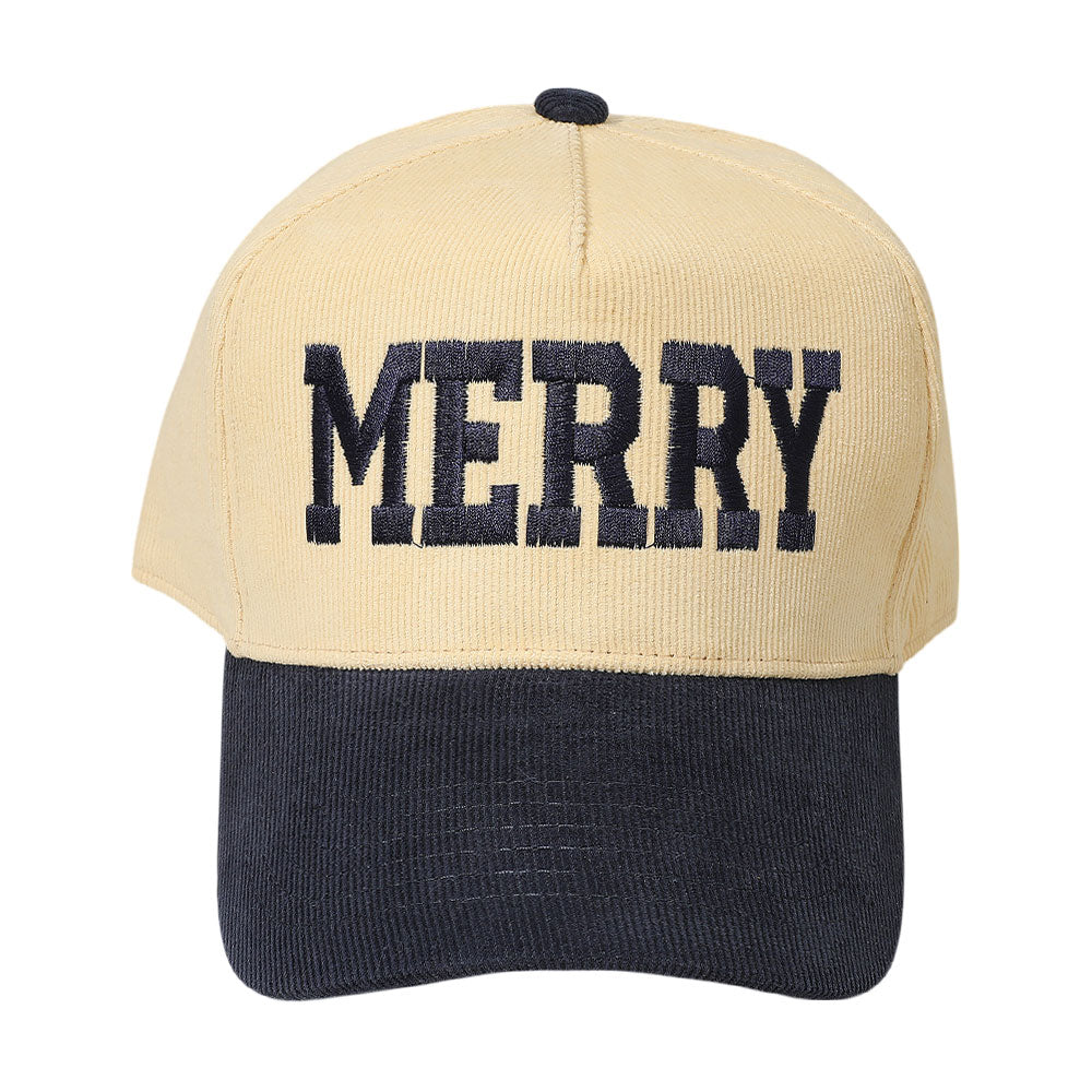 iLLASPARKZ MERRY Message Embroidered Corduroy Baseball Cap