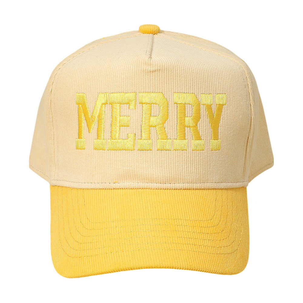 iLLASPARKZ MERRY Message Embroidered Corduroy Baseball Cap