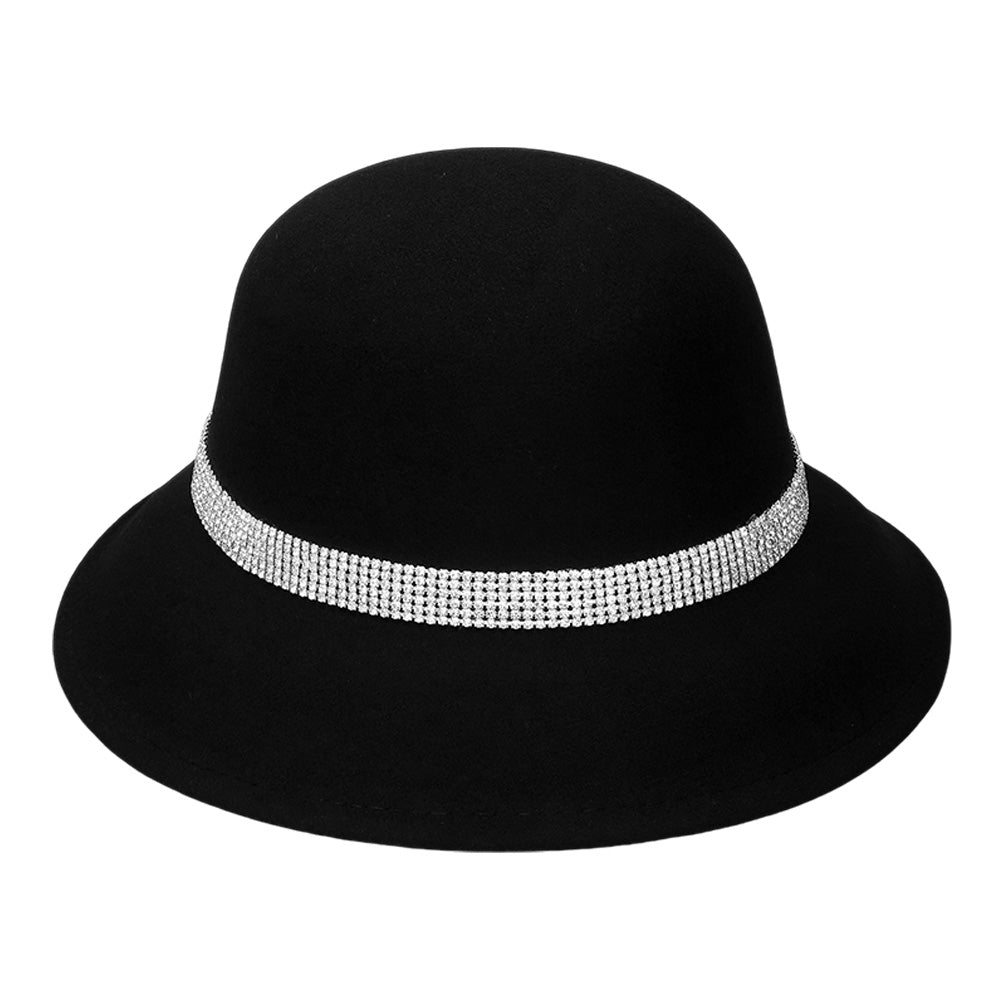 iLLASPARKZ Rhinestone Paved Band Pointed Bucket Hat