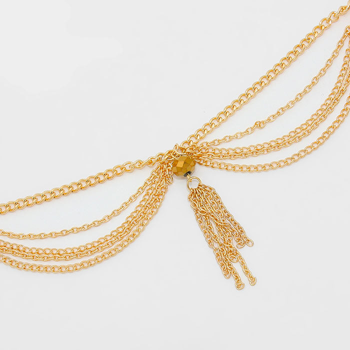 iLLASPARKZ Bead station draped metal tassel fringe head chain