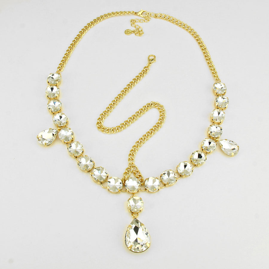 iLLASPARKZ Round Teardrop Stone Drop Head Chain