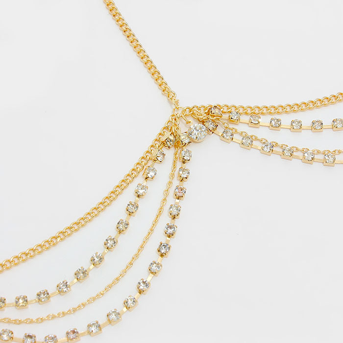 iLLASPARKZ Draped crystal & metal head chain