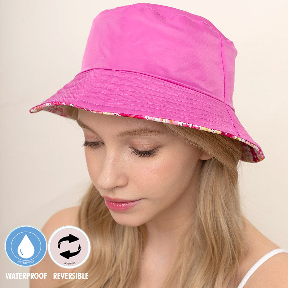 iLLASPARKZ Reversible Waterproof Floral Print Rain Bucket Hat