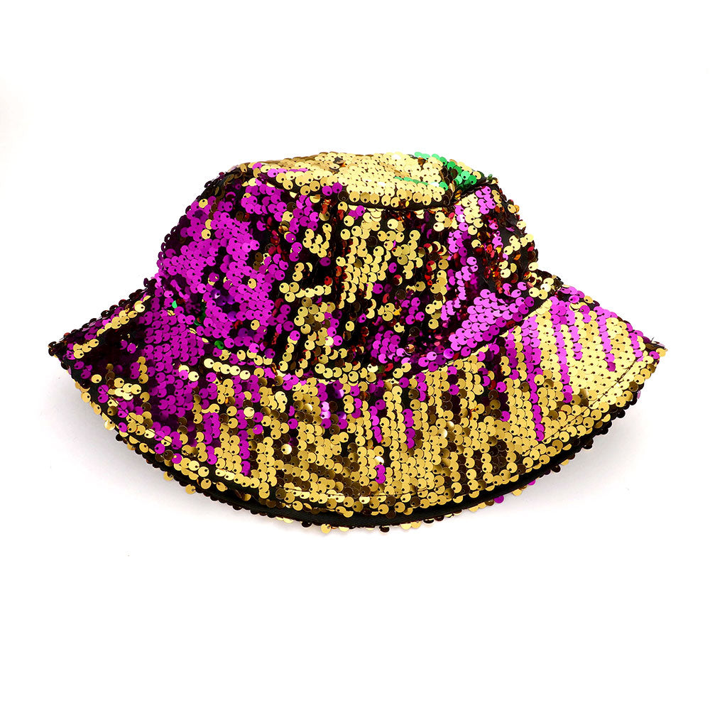 Mardi Gras Reversible Sequin Bucket Hat