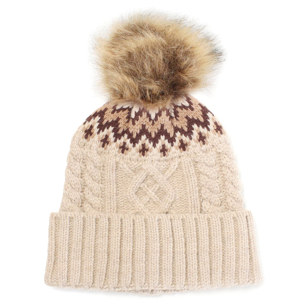 iLLASPARKZ Ethnic Knit Beanie with Pom Pom