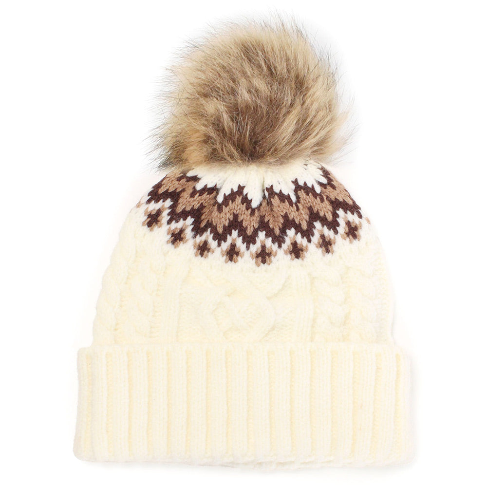 iLLASPARKZ Ethnic Knit Beanie with Pom Pom