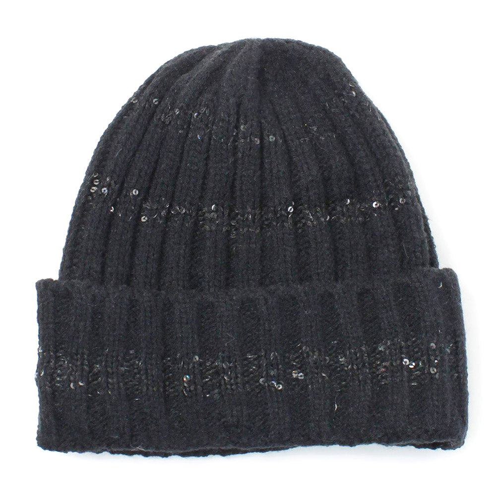 iLLASPARKZ Sequin Stripe Knit Beanie Hat
