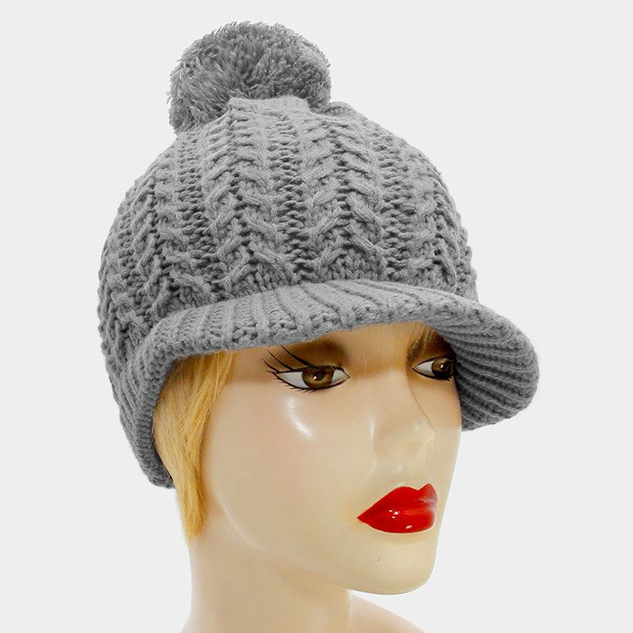 iLLASPARKZ Knit Pom Pom Visor Beanie Hat