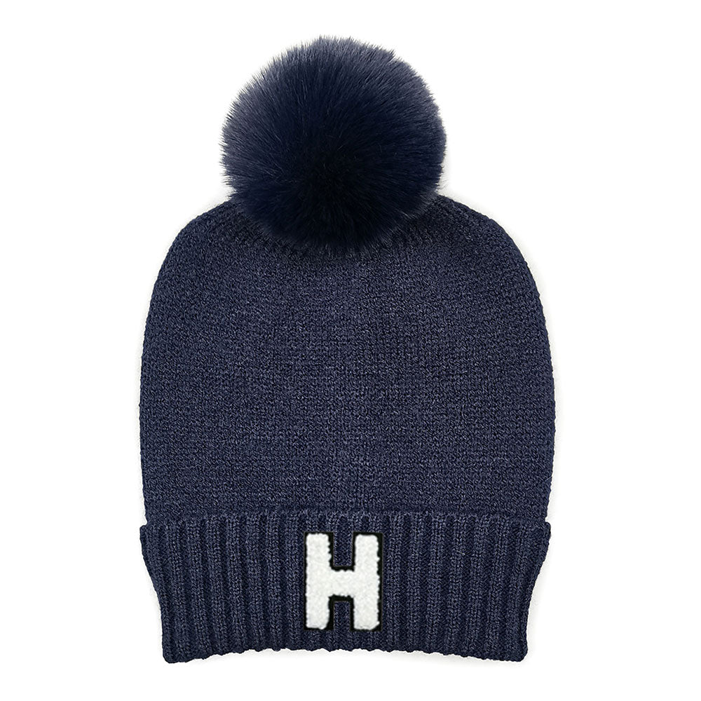 iLLASPARKZ -H- Monogram Faux Fur Pom Pom Knit Beanie Hat