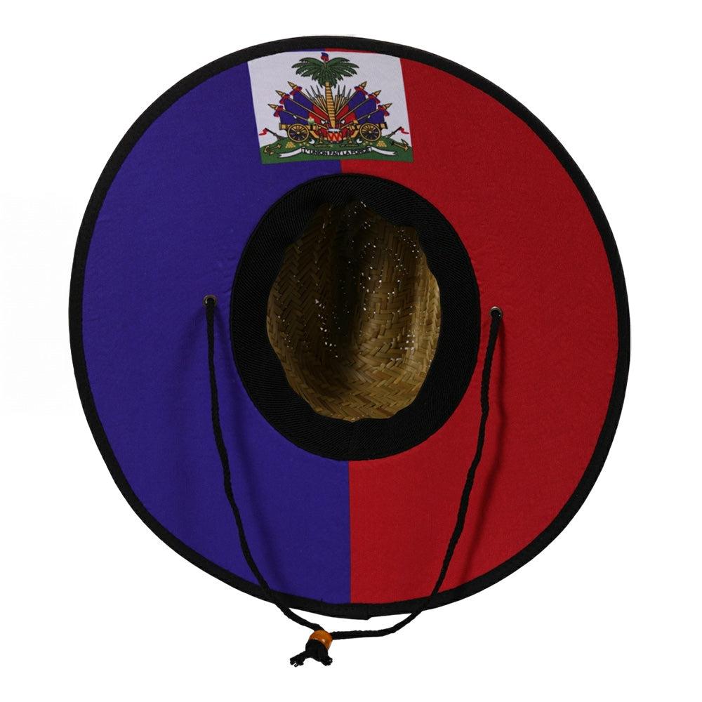 iLLASPARKZ Coat of arms of Haiti (National Emblem of Haiti) Accented Straw Panama Sun Hat