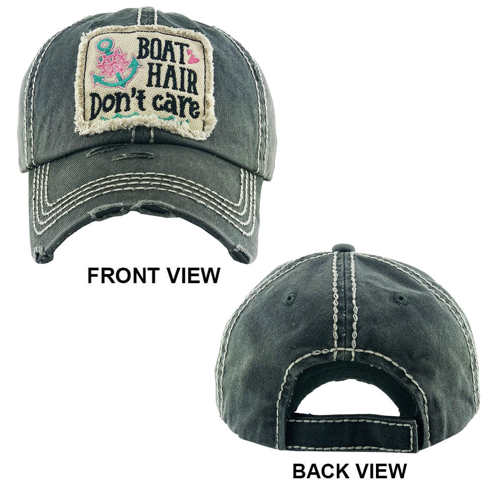 iLLASPARKZ BOAT HAIR DON'T CARE Anchor Ship Heel Vintage Baseball Cap