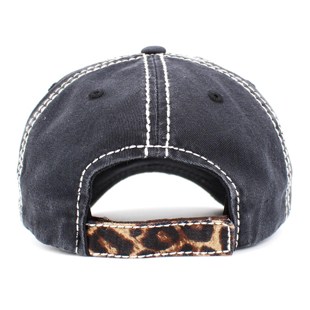 iLLASPARKZ Baseball Babe Leopard Patterned Heart Vintage Baseball Cap