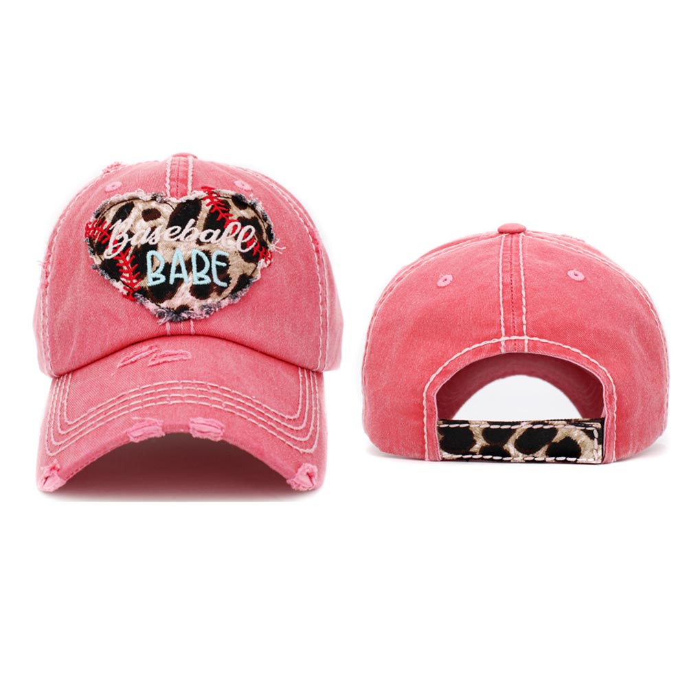 iLLASPARKZ Baseball Babe Leopard Patterned Heart Vintage Baseball Cap