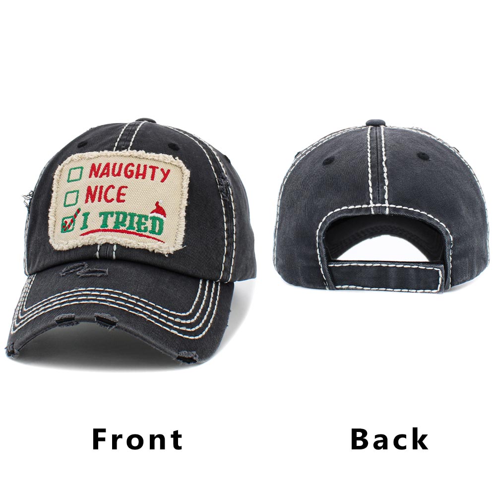 iLLASPARKZ Naughty Nice I Tried Message Vintage Baseball Cap