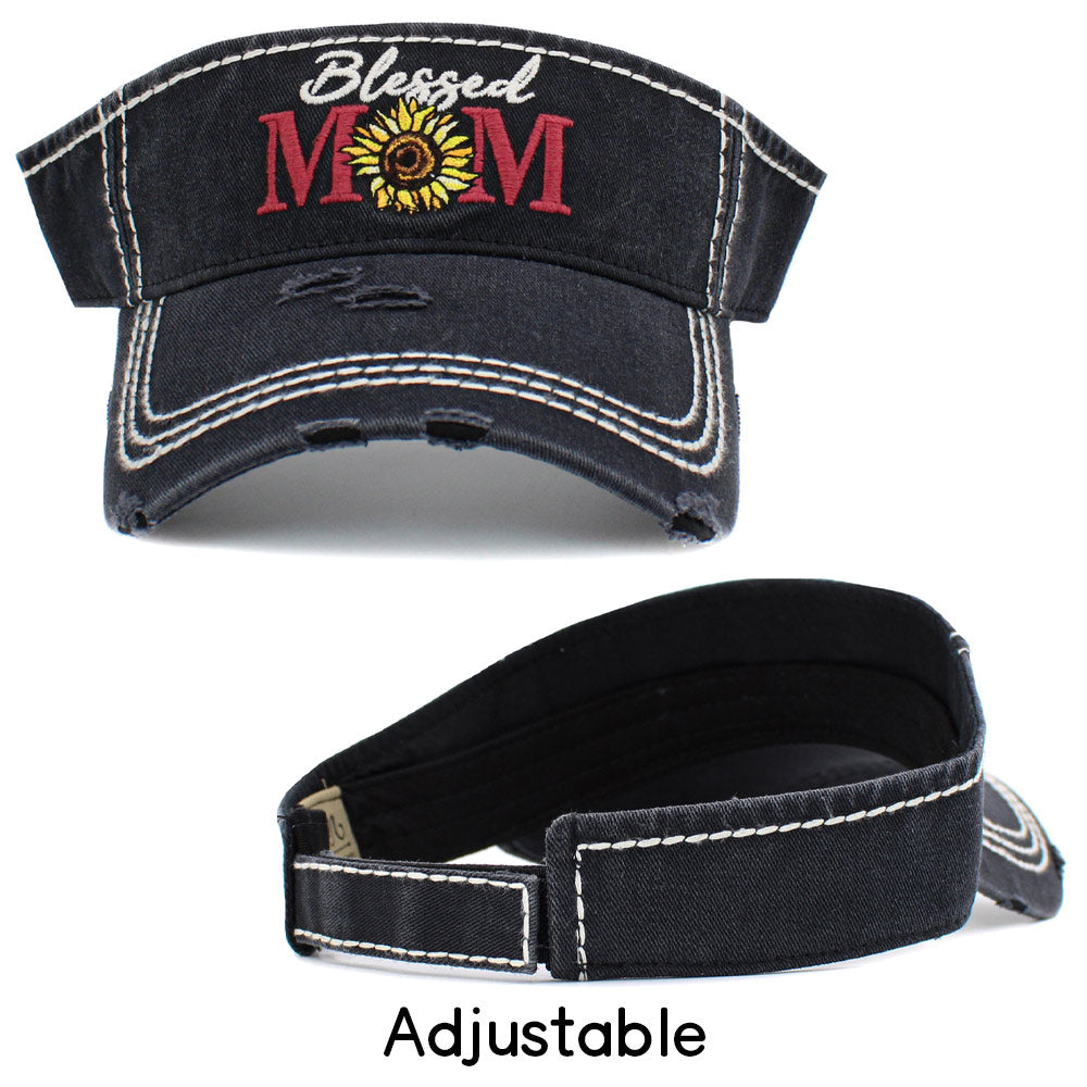 iLLASPARKZ Blessed Mom Sunflower Vintage Visor Hat