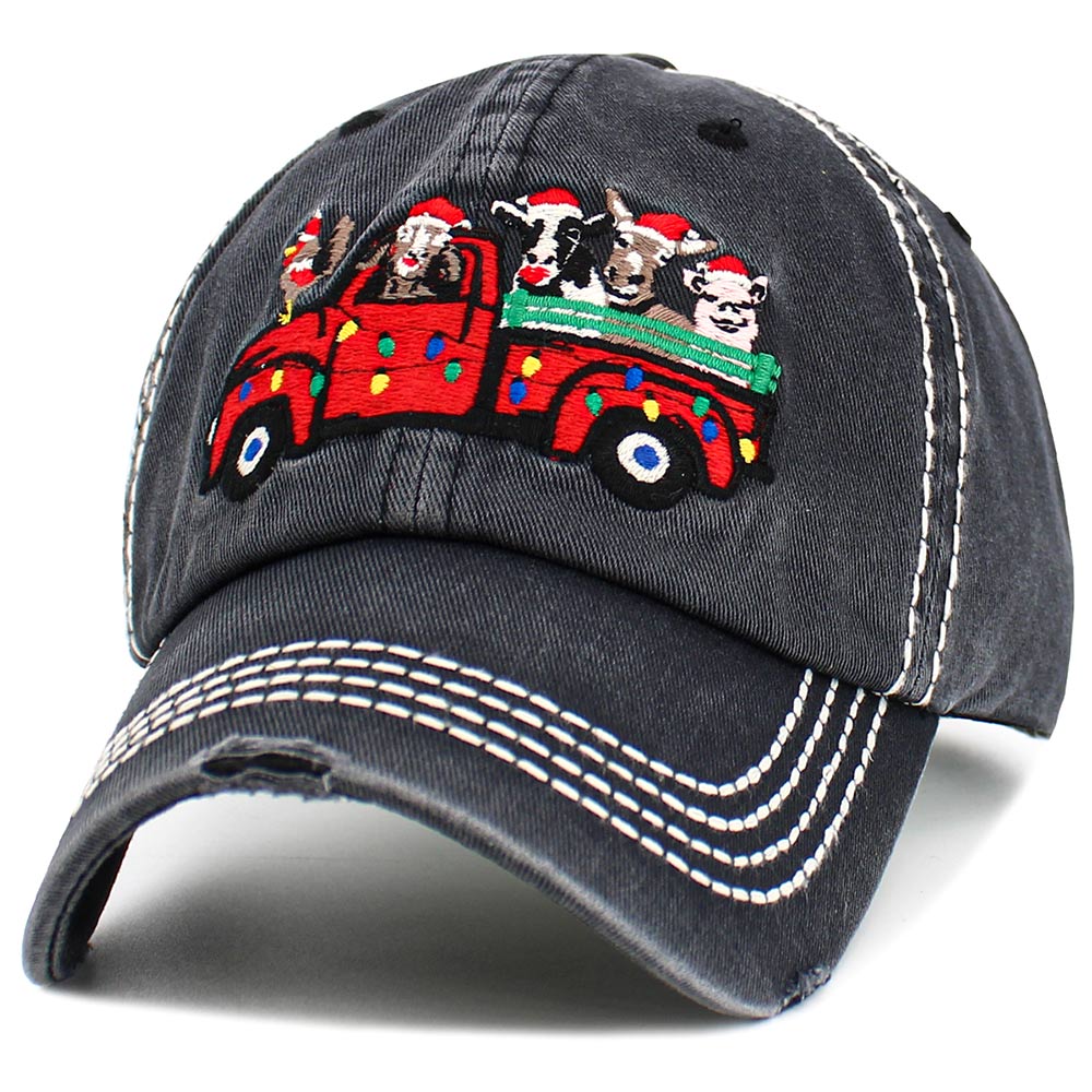 iLLASPARKZ Christmas Truck Embroidered Accented Vintage Baseball Cap