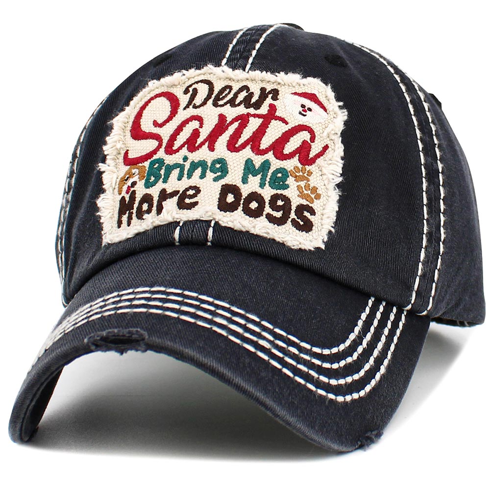 iLLASPARKZ Dear Santa Bring Me More Dogs Message Accented Vintage Baseball Cap