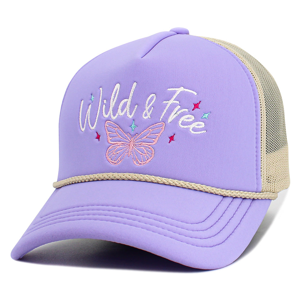 iLLASPARKZ WILD FREE Message Butterfly Embroidered Mesh Back Trucker Hat