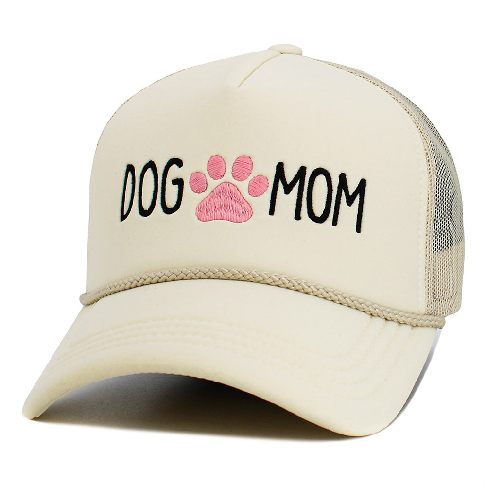 iLLASPARKZ DOG MOM Message Paw Embroidered Mesh Back Trucker Hat