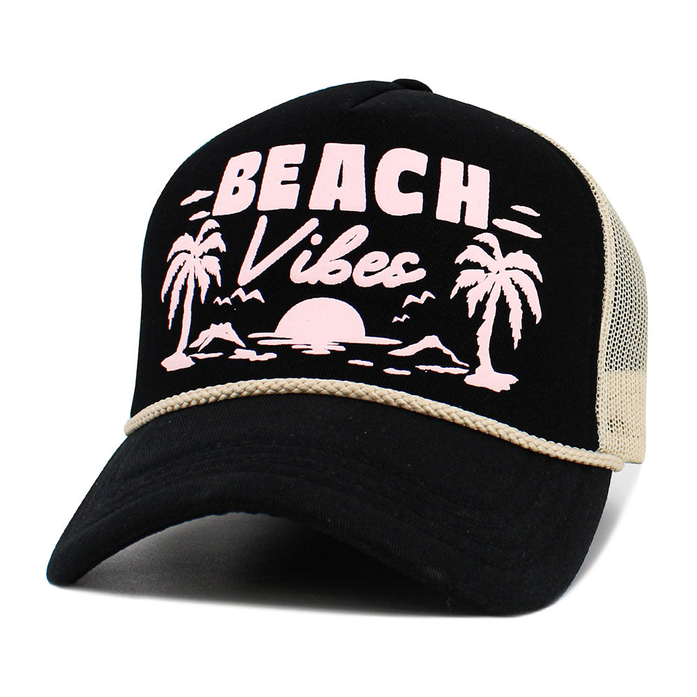iLLASPARKZ BEACH VIBE Palm Tree Embroidered Mesh Back Trucker Hat