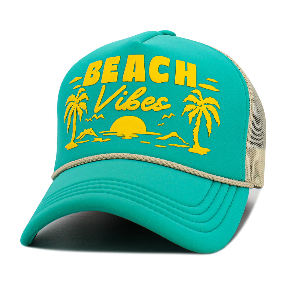 iLLASPARKZ BEACH VIBE Palm Tree Embroidered Mesh Back Trucker Hat