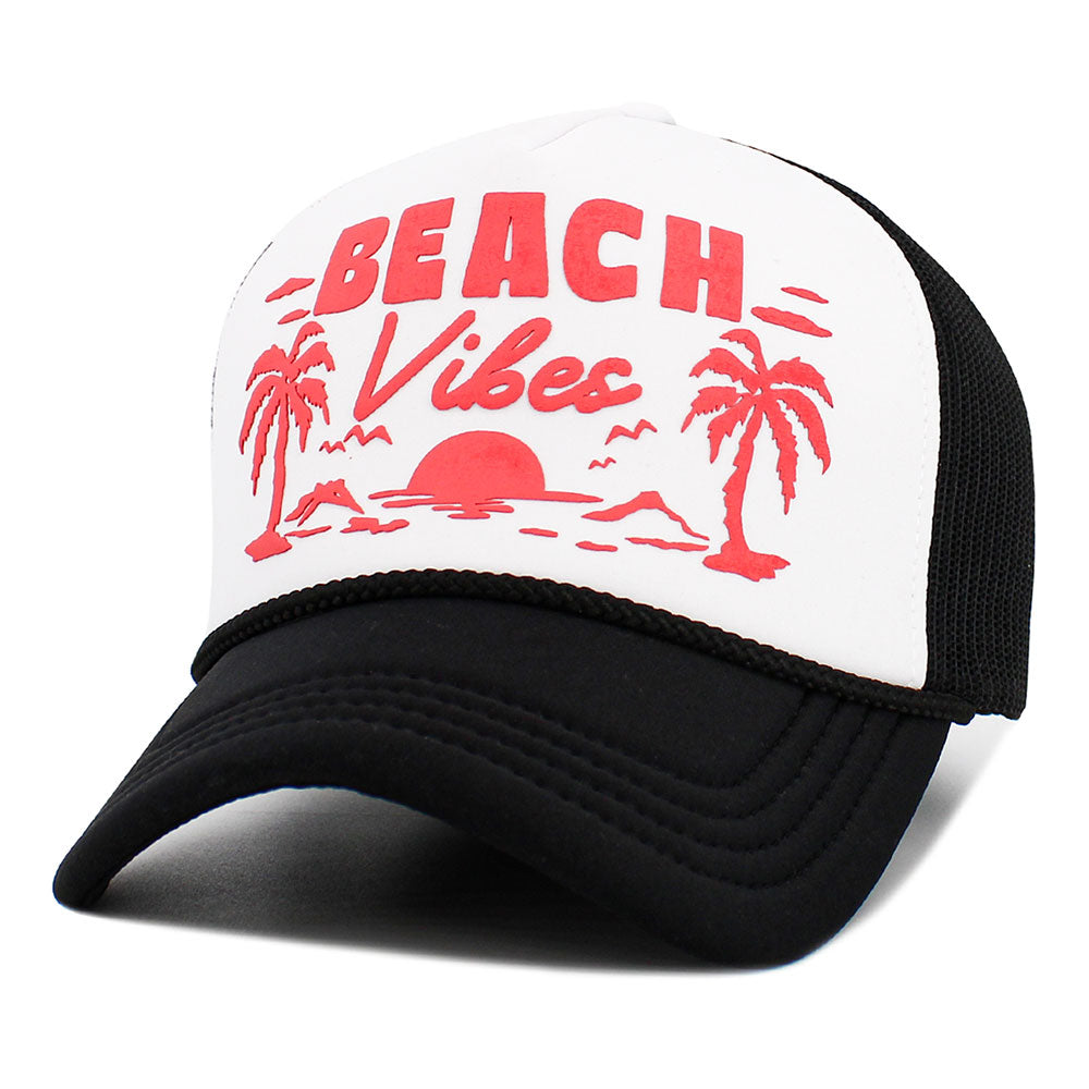 iLLASPARKZ BEACH VIBE Palm Tree Embroidered Mesh Back Trucker Hat
