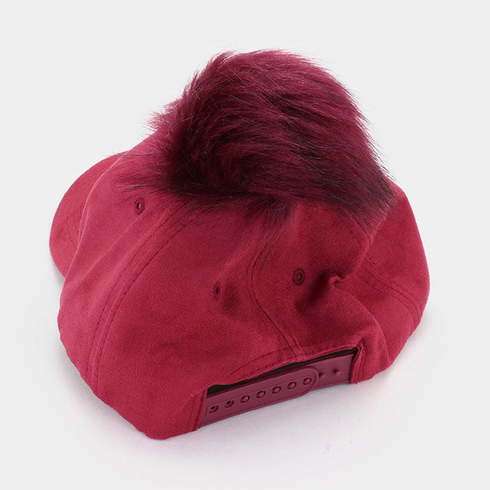 iLLASPARKZ Furry pom pom faux suede baseball cap